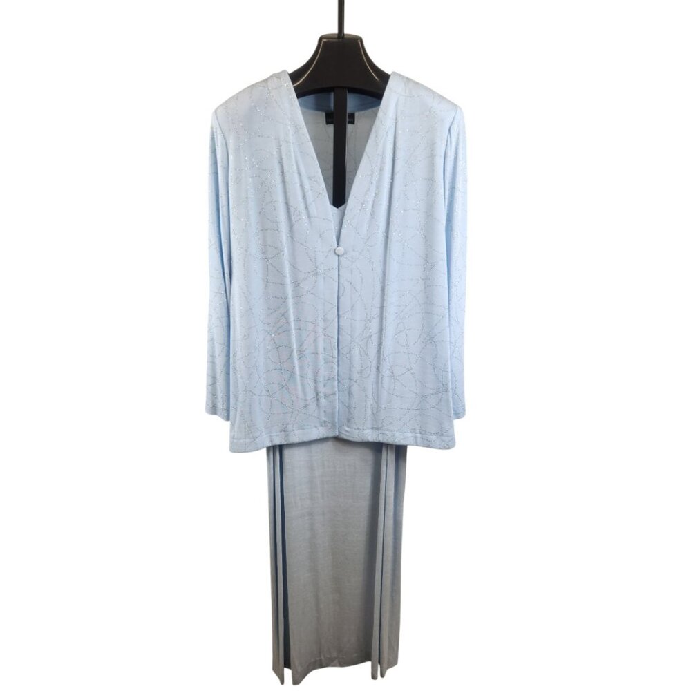 Huey Waltzer By Saks Light Blue Two-Piece Set w/ Shiny Embroidery